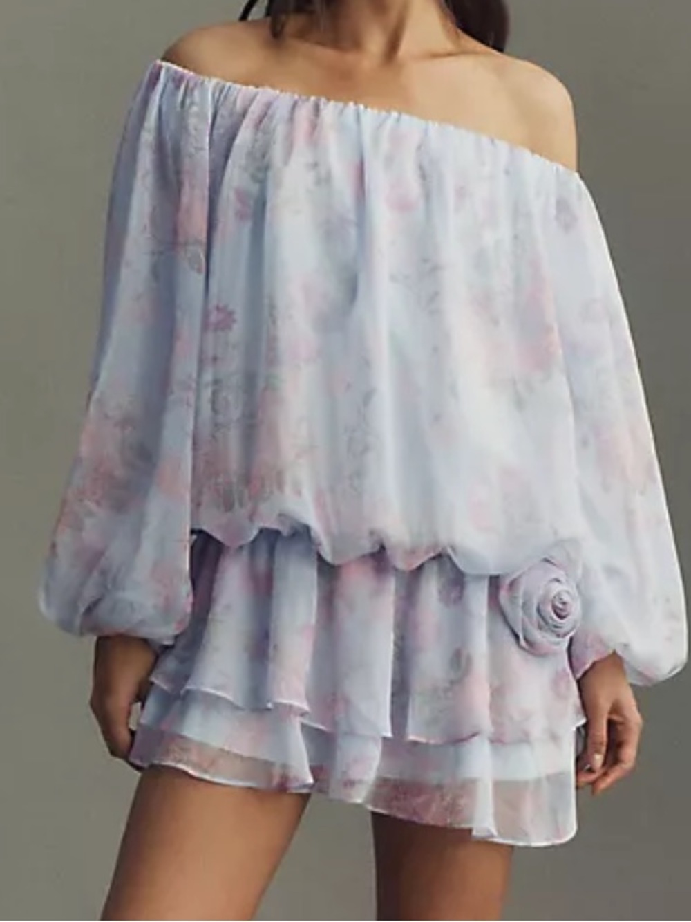 BHLDN Daisy Off-Shoulder Chiffon Mini Dress